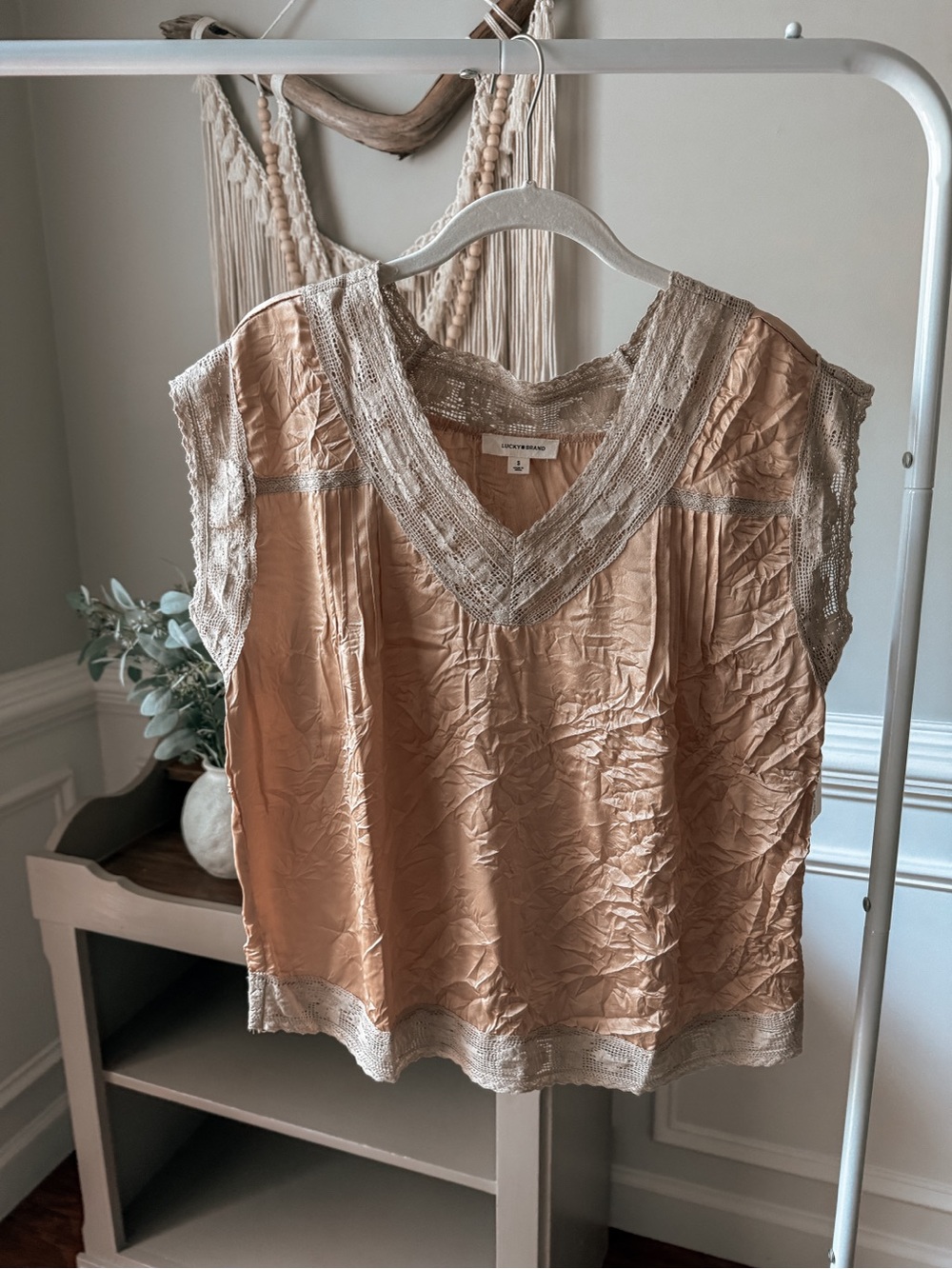 Lucky Brand V-Neck Embroidered Top NWT